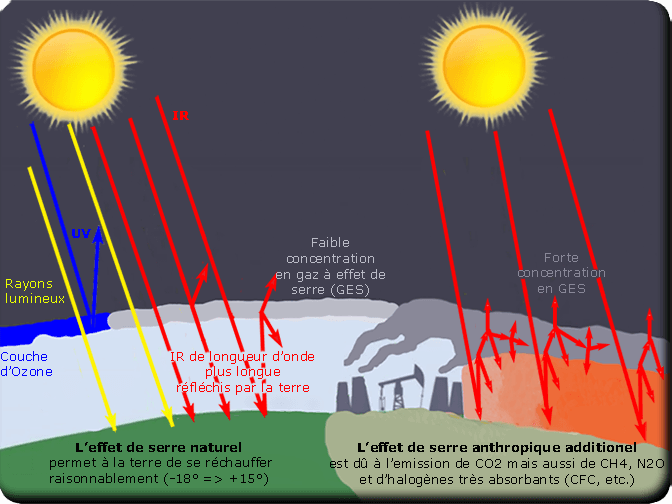 1- L'effet de serre naturel et anthropique